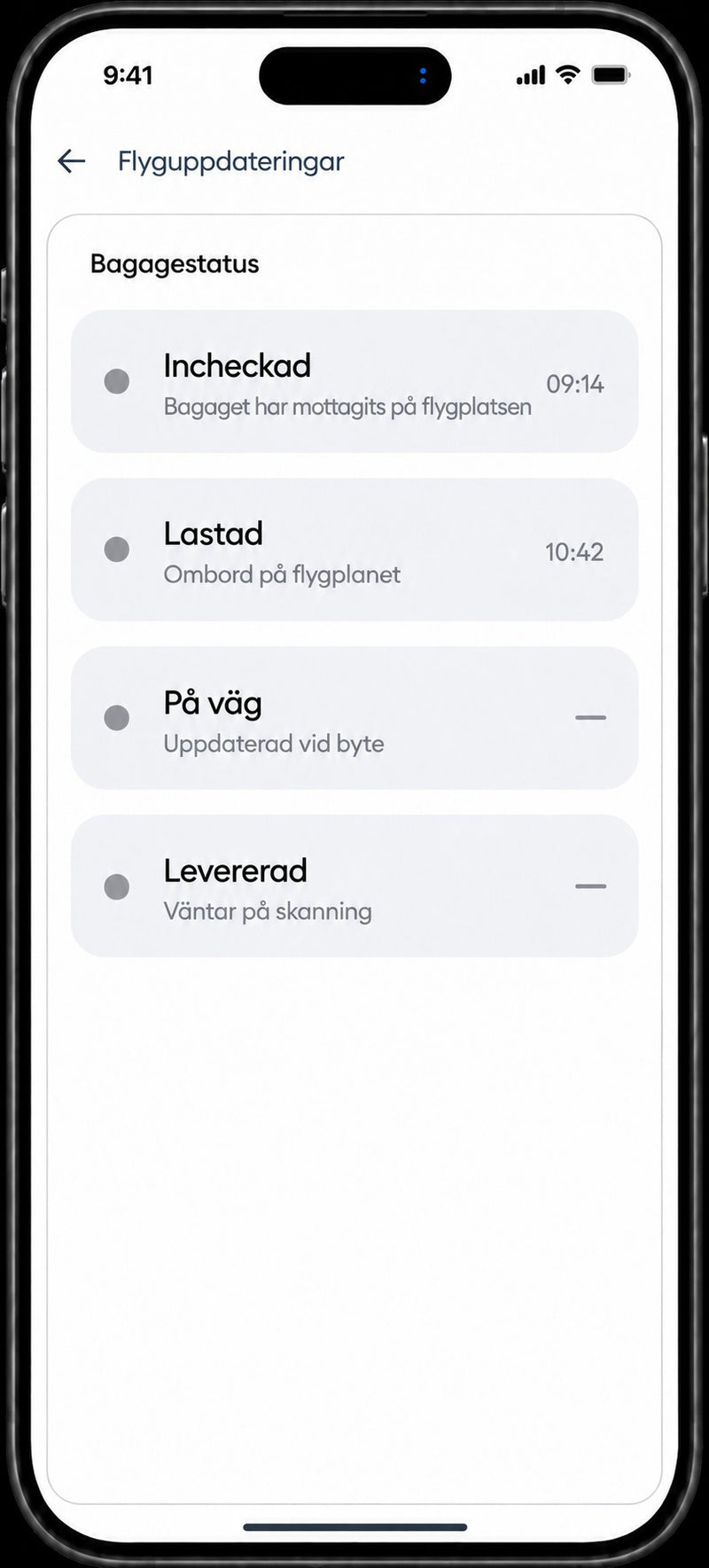 Flygbolagets uppdateringar