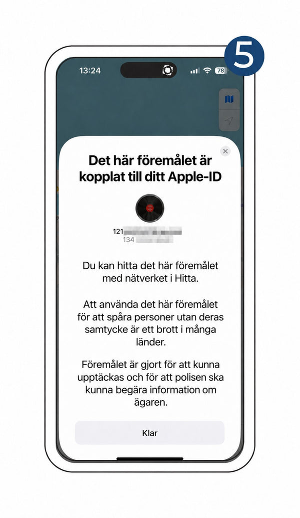 Objektet kopplas till ditt Apple-ID